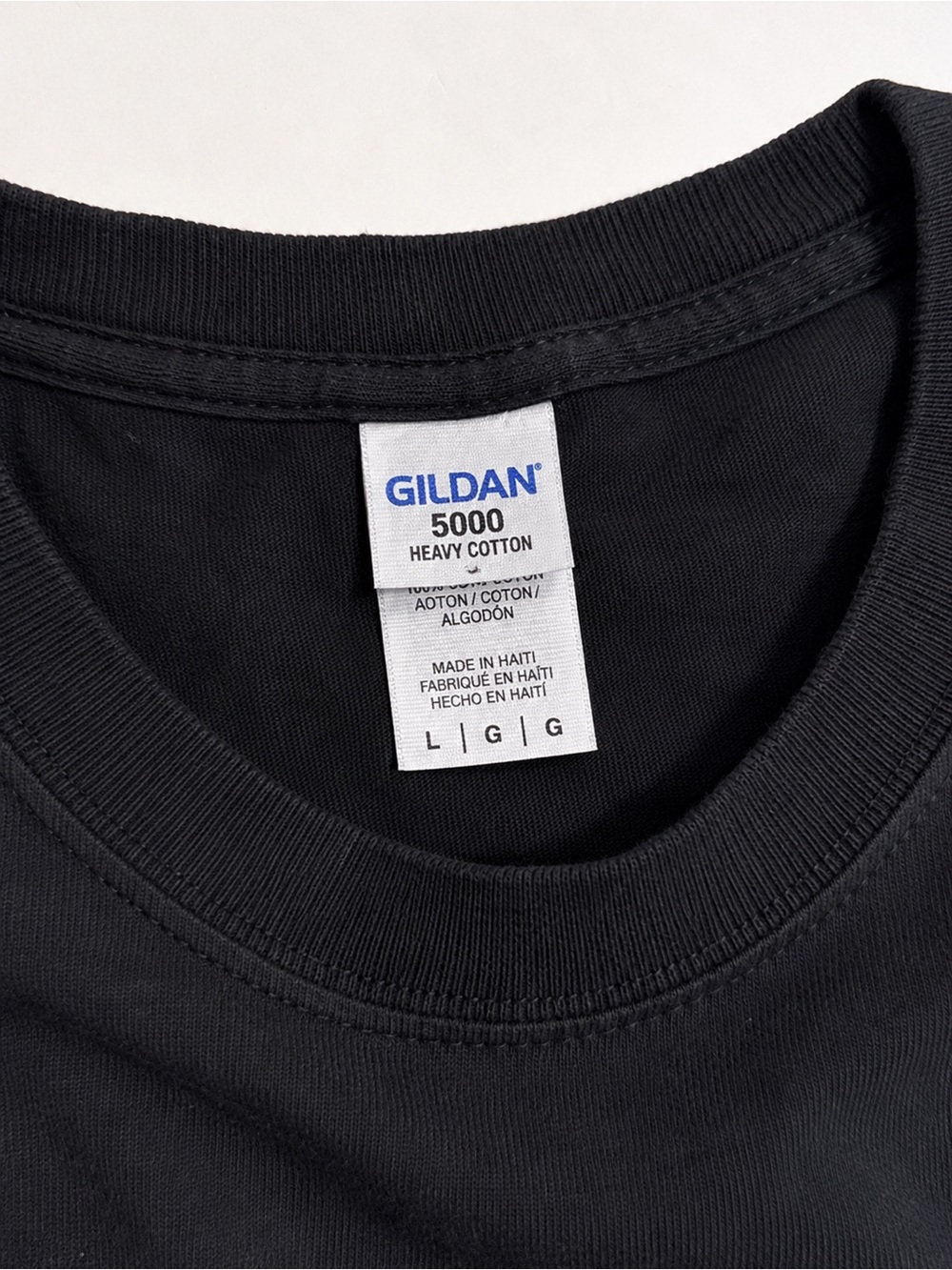 Gildan Black Crewneck Heavy Cotton T-Shirt UNISEX SIZE L - Picture 3 of 4